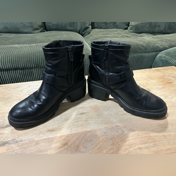 Circus by Sam Edelman Shoes - Circus by Sam Edelman | Black Leather Heeled Moto Boots | Women’s 10.5M